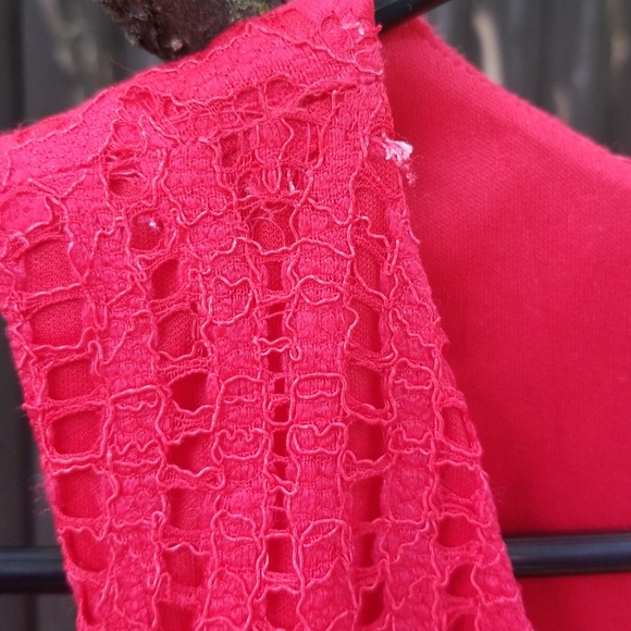 DONNA RICCO NY RED SLEEVELESS EYELET DRESS SIZE 16 - Picture 5 of 6